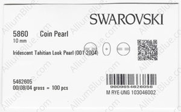 【スワロフスキー#5860】100粒 Coin パール 10mm IRIDESCENT TAHITIAN LOOK PE 3枚目の画像