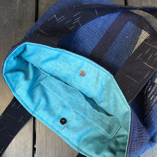 古布藍染パッチワークキルトのトートバッグ トートバッグ 自然堂 通販