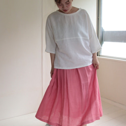 ピンク麻のロングスカート 1枚目の画像