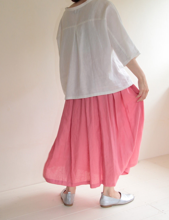ピンク麻のロングスカート 3枚目の画像