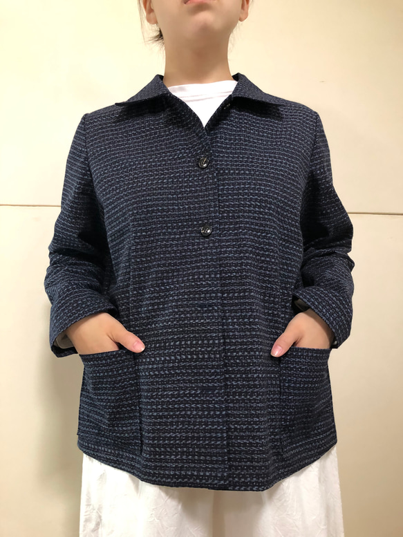 藍染絣の着物リメイク、ブラウスジャケット【送料無料】 ブラウス 