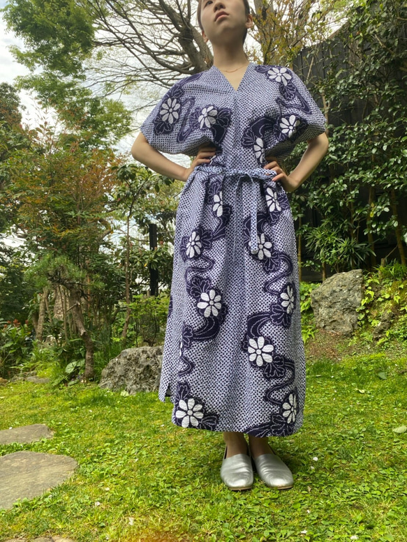 有松絞り浴衣リメイク、ワンピース ワンピース 自然堂 通販