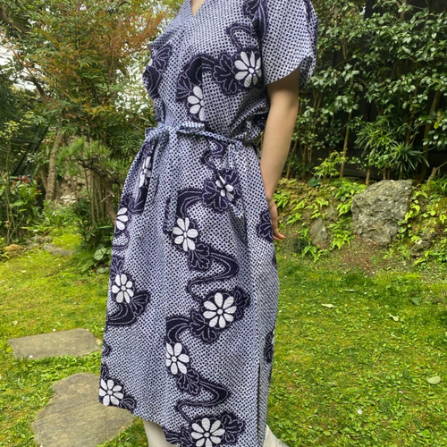 有松絞り浴衣リメイク、ワンピース ワンピース 自然堂 通販 11710390