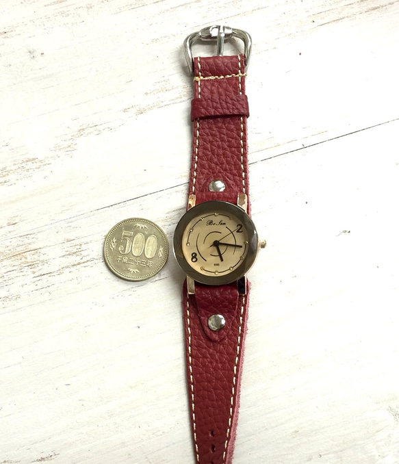 【送料無料】新作 ベルトが選べる 小さめ 腕時計 柔らかい 本革ベルト カスタムウォッチ 5枚目の画像