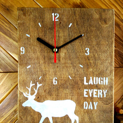 掛時計 トナカイ シルエット 木製 4枚目の画像