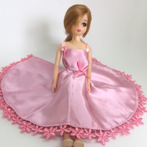 ピンクサテンのリボンドレス（リカちゃん、22cmドール） その他人形
