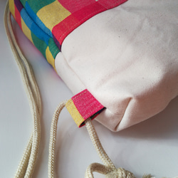 【受注制作】小鳥アップリケの体操服袋（チェック）帆布　キャンバス 3枚目の画像