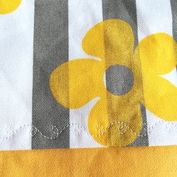 刺繍入り【一点物】花ストライプの入園入学グッズ3点セット（黄色×グレー） 10枚目の画像