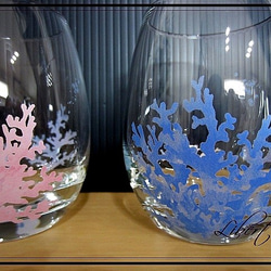 新品 珊瑚模新品 珊瑚模様のグラスセット/冷茶・ジュース：即納は1セット　プレゼント 2枚目の画像
