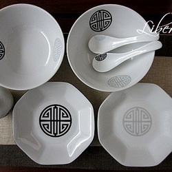 美品　Herend 東方の宝　オクタゴナル　八角皿セット　シノワズリ 中華食器セット/シノワズリ（八角炒飯皿・ラーメン鉢・レンゲ・醤油さ