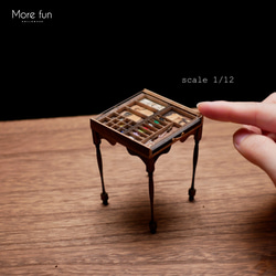 天板が透明なインテリアテーブル（木目色）L-013 ミニチュア ドール