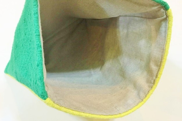 折疊折疊手拿包檸檬和綠色粗花呢 第5張的照片