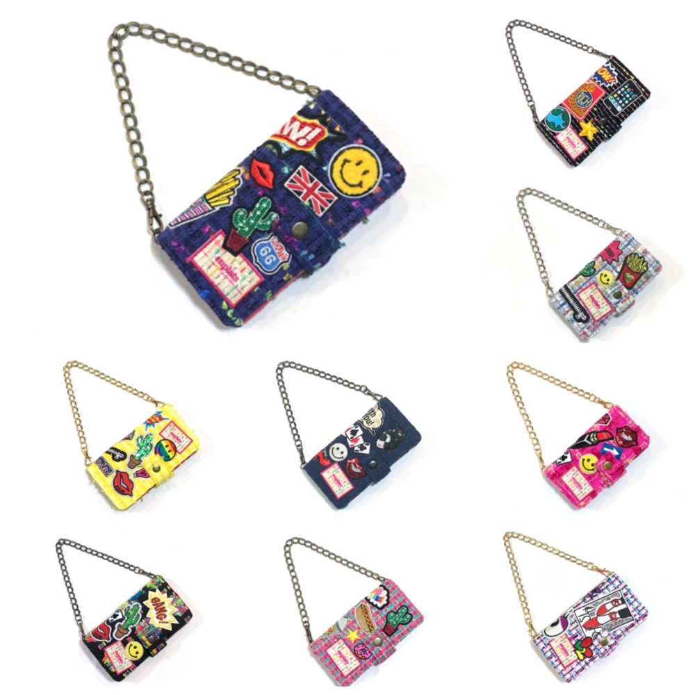 ポップなワッペンスマホケース・バッグ型☆お好きなリントンツイードで☆ご希望機種で 10,819円