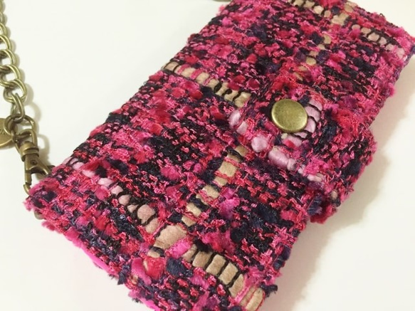 ピンクのツイードのスマホケース　iPhone6/6S用 5枚目の画像