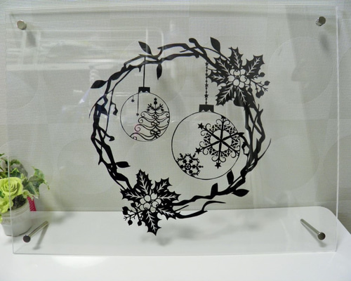 水彩アート「クリスマスリース」１点物、手描き、真筆。 クリスマスリース 切り絵 hane 通販 1545551｜Creema(クリーマ)