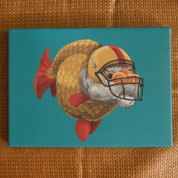 美式足球金魚 football gold fish /數位微噴/限量/藝術版畫 第2張的照片