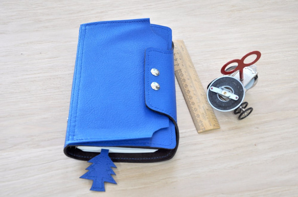 pouch系列:天藍色牛皮6孔B6活頁型筆袋記事本 第1張的照片