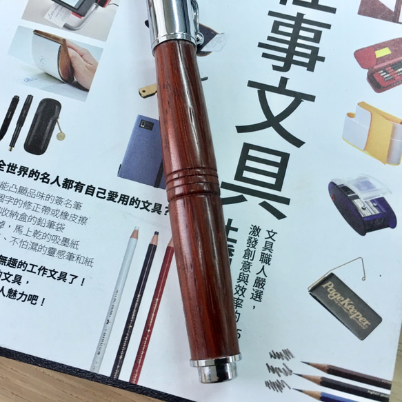 Cikou磁気カバーダブルJiemuボールペンシリーズ：ダークローズウッド（アフリカンローズウッドのPadauk） 3枚目の画像