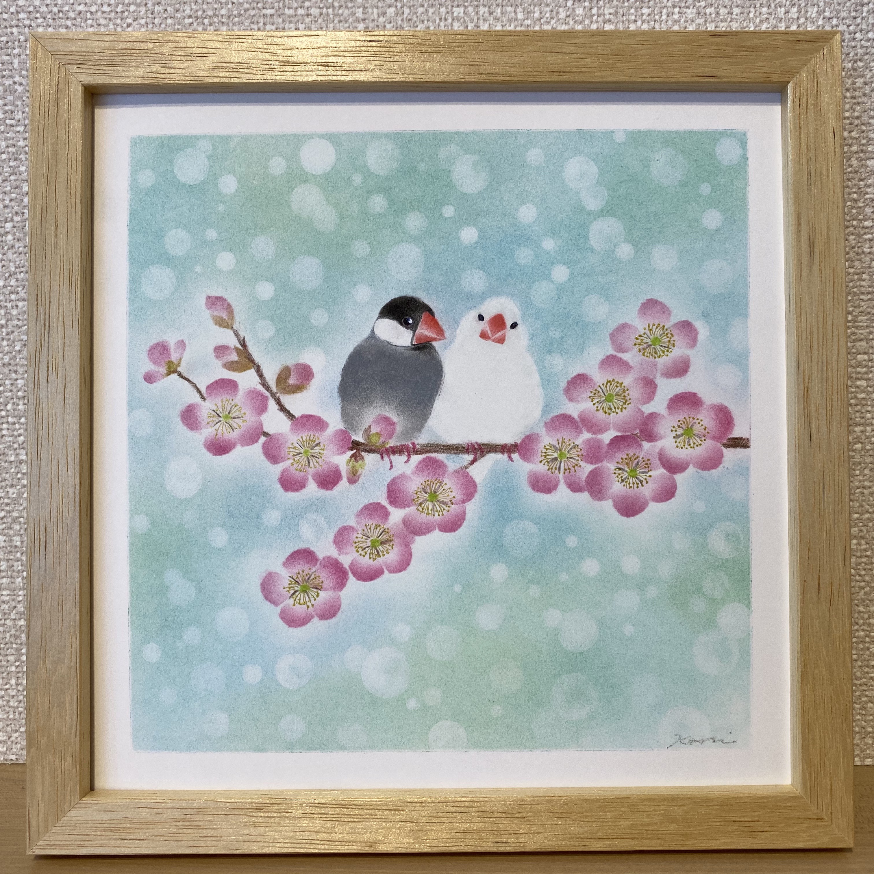 インテリア  ハントメイド アンティーク 花菖蒲 鳥 押絵