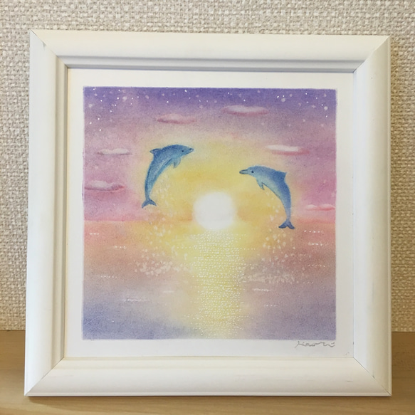 原画　自作の絵　絵画　一点物　パステル画　【カサブランカと松】 原画 自作の絵 絵画 一点物 パステル画 【カサブランカと松