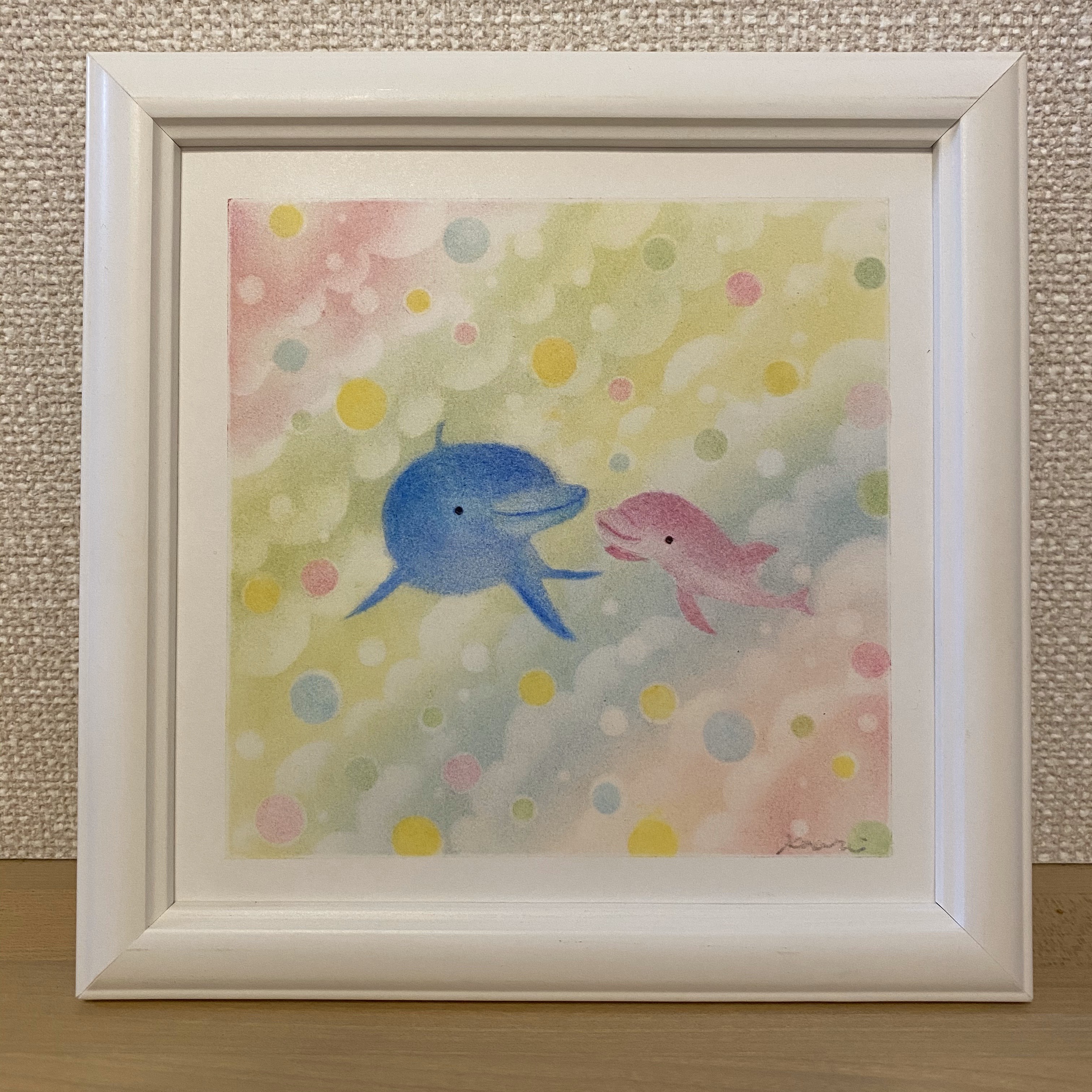 激安通販の 優しい時間 イルカの親子【原画 パステルアート】 絵画 nananiji 絵画