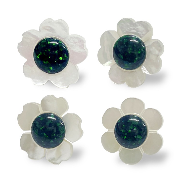 白蝶貝ブートニエール　京都オパール　グリーン  PIC-KOP-GRN