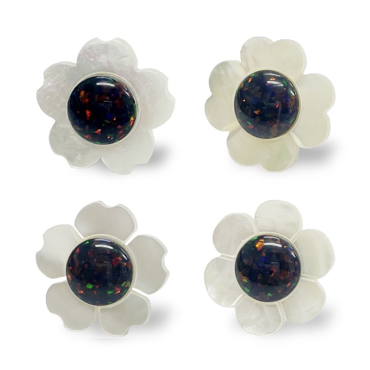 白蝶貝ブートニエール　京都オパール　ネイビー  PIC-KOP-NVY