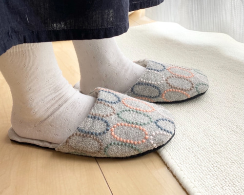 軽くて洗えるふわふわスリッパ M size ミナペルホネン ハンドメイド
