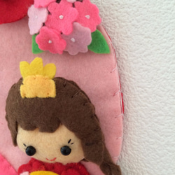 【フェルトのお雛様 リース】849…オーナメント 女の子 おひなさま ひな祭り ピンク リボン付き 2枚目の画像
