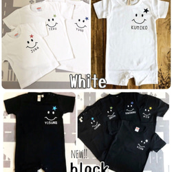 【名入れ＊スマイルＴシャツ＆ロンパース（ベビー・キッズ・レディース・メンズ）】家族でお揃い ニコちゃん名前入り出産祝い 5枚目の画像