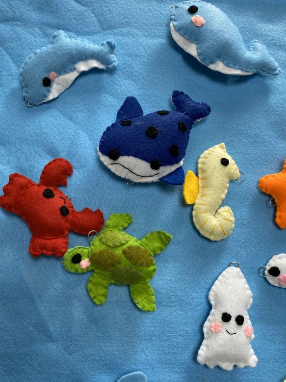 【海の生き物＊フェルトのお魚つりセット（19匹）】知育玩具 釣り おもちゃ ごっこ遊び 7枚目の画像