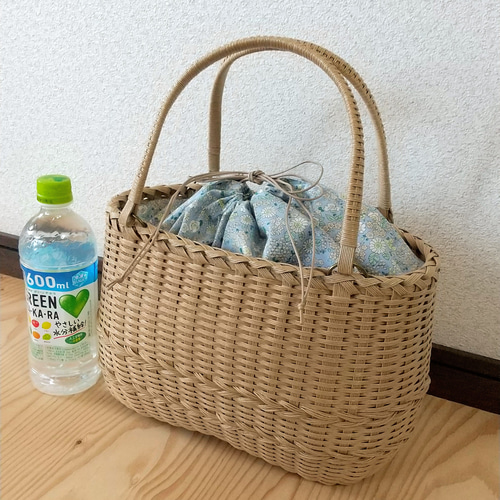 ナチュラルベージュ かごバッグ 受注制作＊クラフトバンドのカゴバッグ＊ナチュラルベージュ
