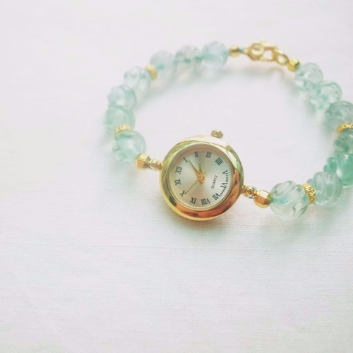 lassale製　グリーンストーン付きブレスレット時計 lassale製 グリーンストーン付きブレスレット時計