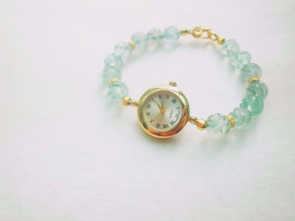 ORLI Jewelry♡♡天然螢石手鍊錶 Bracelet Watch♡手鍊表♡天然石水晶♡♡Fluorite 第1張的照片