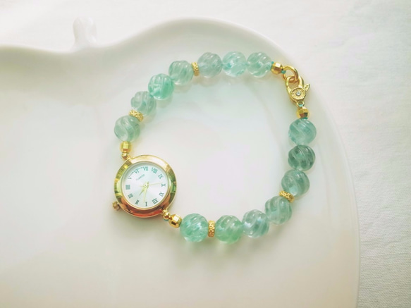 ORLI Jewelry♡♡天然螢石手鍊錶 Bracelet Watch♡手鍊表♡天然石水晶♡♡Fluorite 第2張的照片