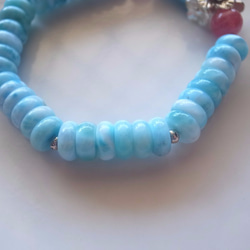 ORLI Jewelry♡♡天然拉利瑪手鍊♡925純銀愛心花朵♡天然石♡天然水晶♡♡海紋石 Larimar 第3張的照片