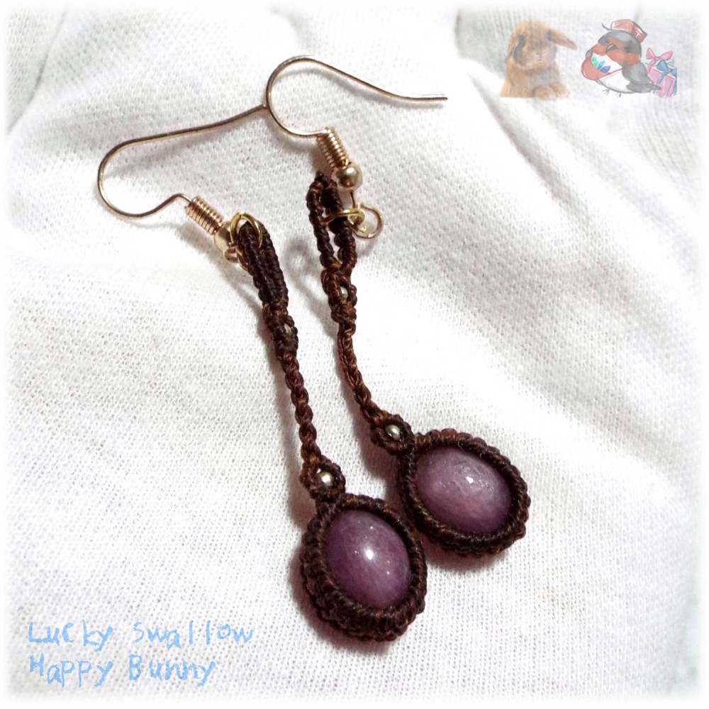 ゆらゆらゆれる♪ 天然ルビー ビルマ産 非加熱非染色 マクラメピアス てんてんの贈り物 No.4644