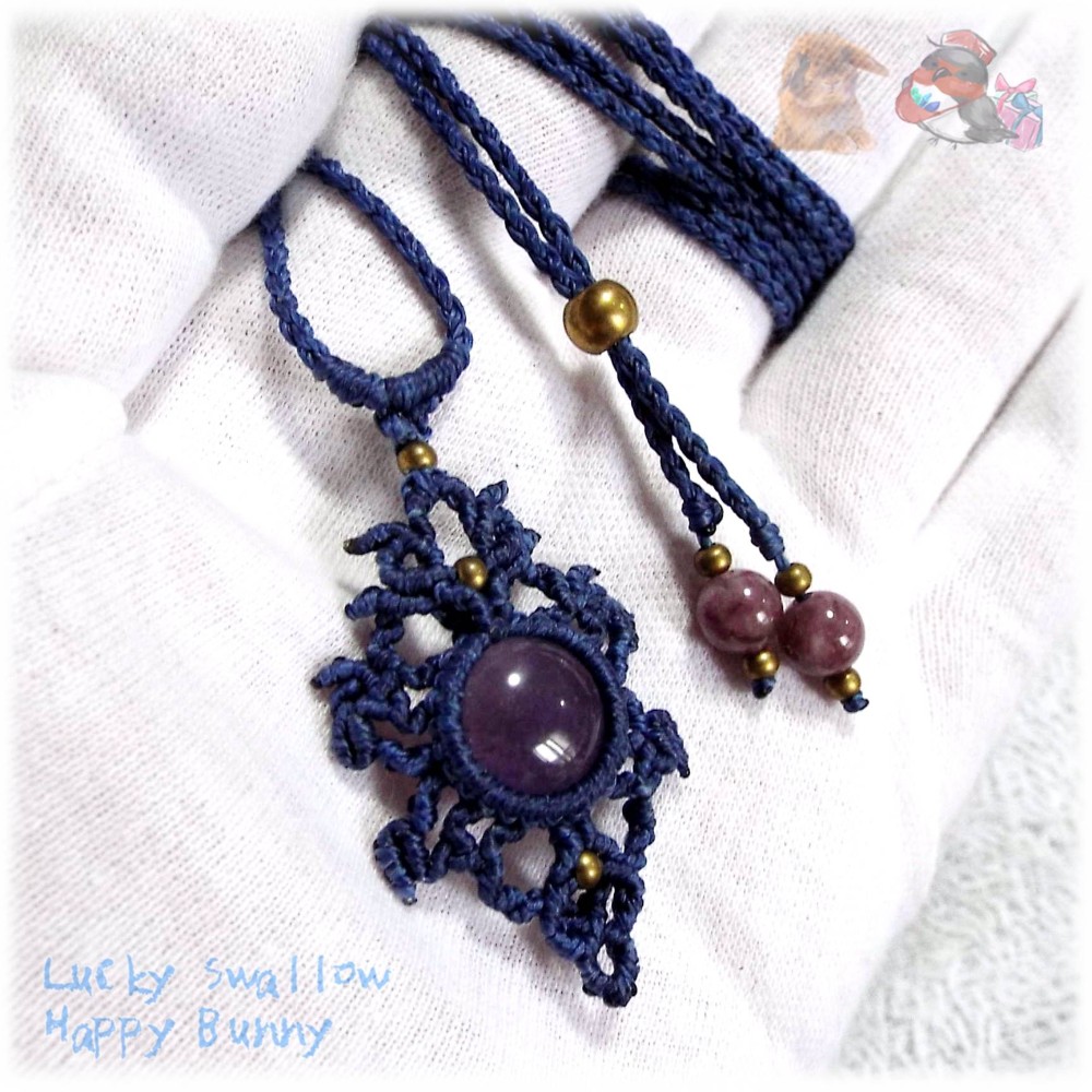 アメジスト マクラメ ペンダント ネックレス エスニック てんてんの贈り物 No.4663