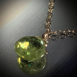 Sphene 14kgf Necklace/スフェーン　一粒ネックレス 2枚目の画像