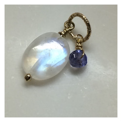 2.【14kgf】Rainbow Moonstone, Tanzanite pendant drop 2枚目の画像