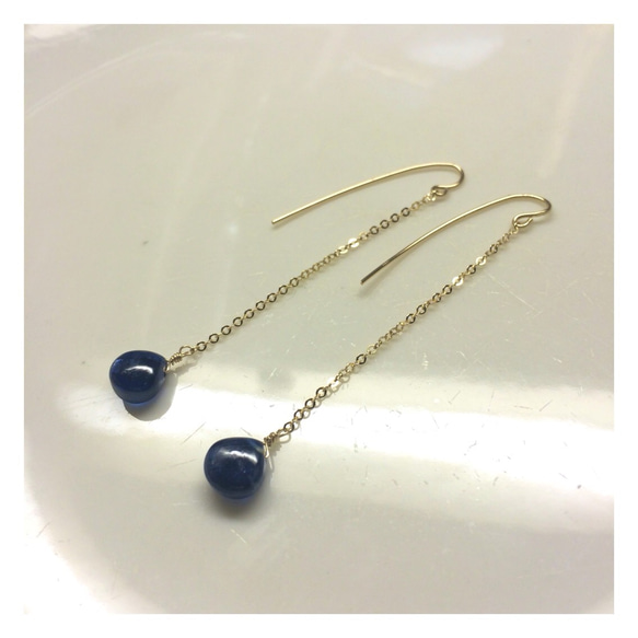 12.【14kgf】Kyanite Pierce  カイヤナイトピアス 2枚目の画像