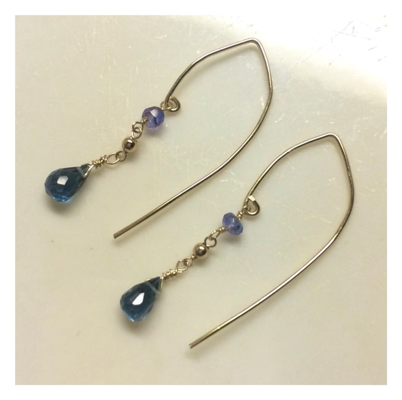 15.【14kgf】London blue topaz , Tanzanite Pierce 2枚目の画像