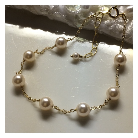 36.【14kgf】Swarovski Elements  bracelet スワロフスキーパール 2枚目の画像