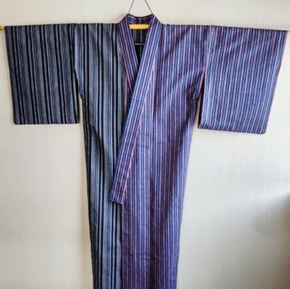 阿波しじら　浴衣　身幅広め　変わり縞　裄67 ストライプ 浴衣単品 阿波しじら 浴衣 身幅広め 変わり縞 裄67 ストライプ 浴衣単品