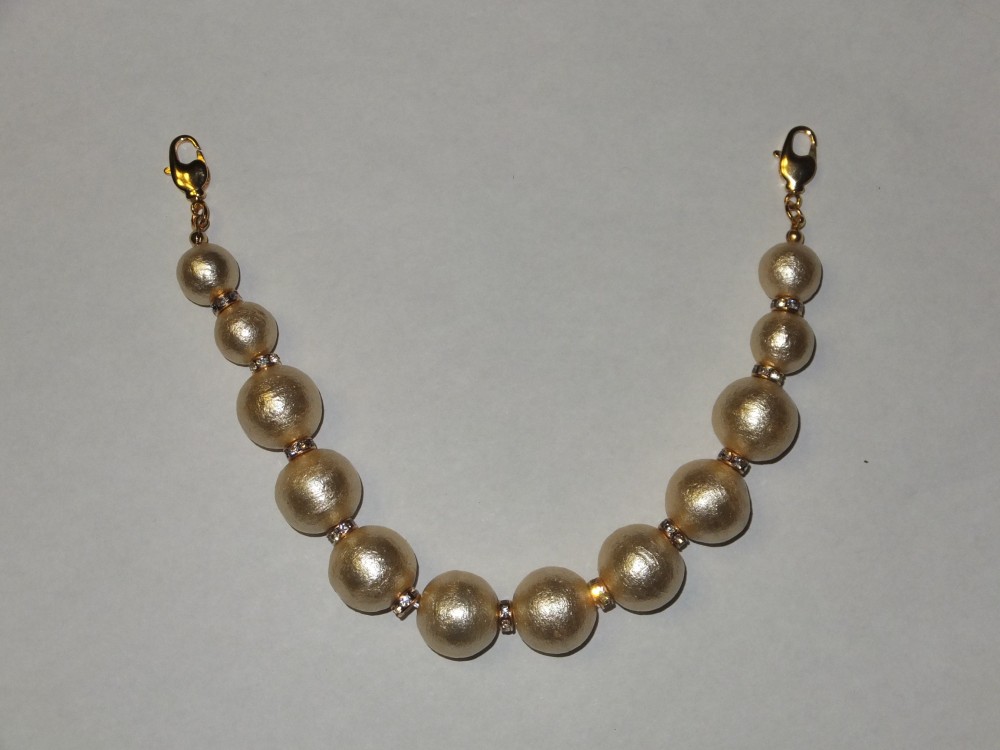 羽織飾り　コットンパールゴールド