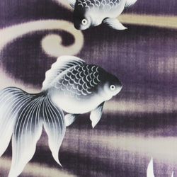 リバーシブル　京袋帯　金魚　流水　幾何学模様 2枚目の画像