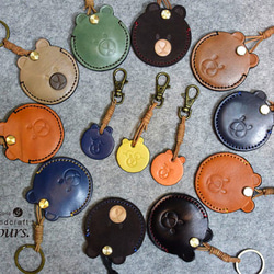 YOURS手工皮件 「阿熊頭」感應晶片皮套‧gogoro鑰匙皮套 鑰匙圈版 第1張的照片
