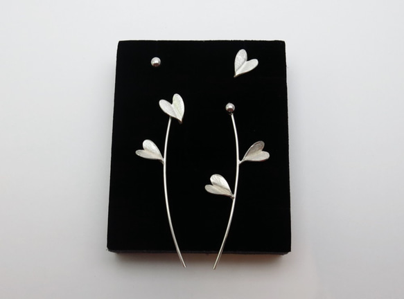 愛心系列 | 心花朵朵純銀耳環 | 六件一組‧可拆式 | 不對稱 | Silver‧ Handmade 第4張的照片