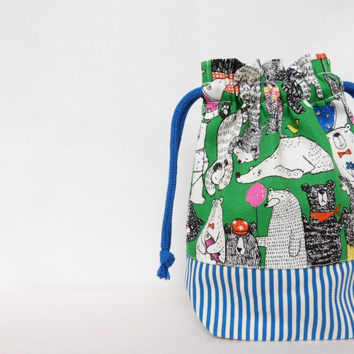 くまとストライプの コップ袋 男の子 入園 入学 その他入園グッズ