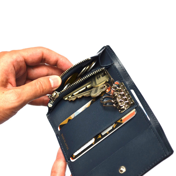 小錢包&lt;小鑰匙錢包/黑色&gt;鑰匙，小變化，紙幣，卡片組合成一個緊湊的手掌大小！ 第6張的照片